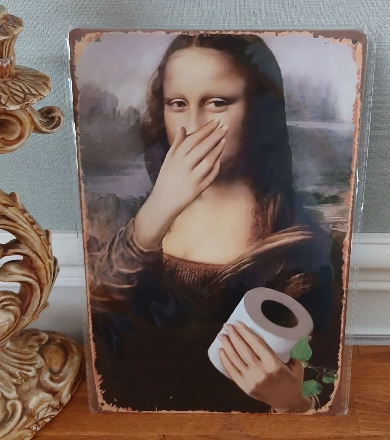 Plaque métal Mona Lisa 